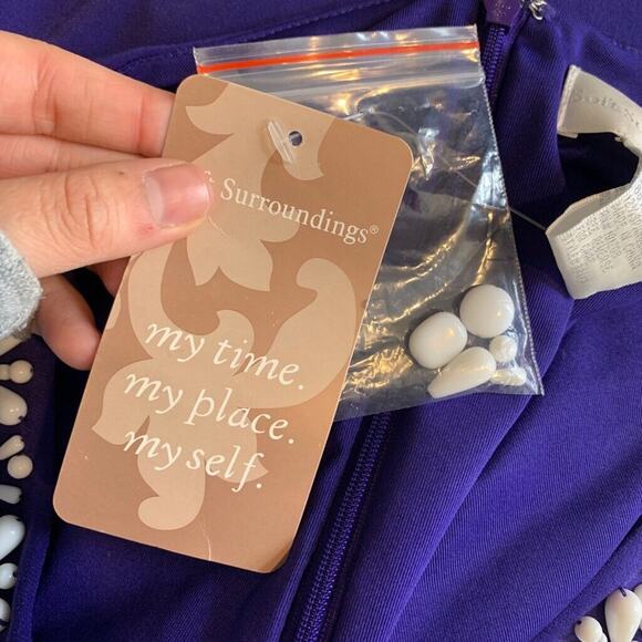 Soft Surroundings Dress Womens PS Small Petite Vibrant Purple Beaded Halter Maxi - Picture 14 of 16